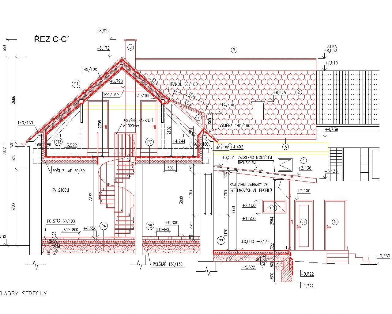 Pasport stavby — Řez objektem
