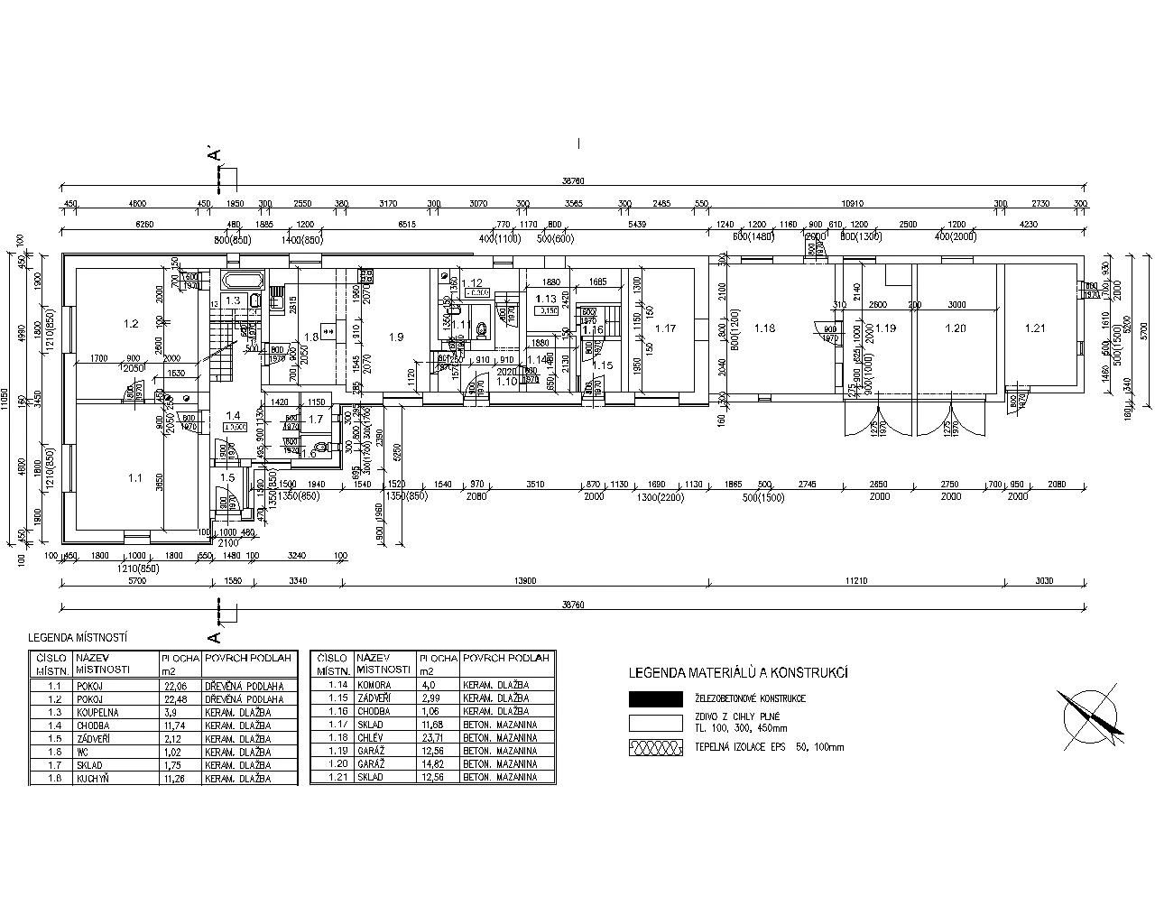 Překreslení — Půdorys s legendou
